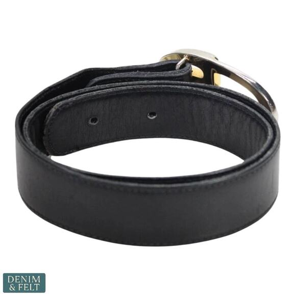 Gucci Black Leather Belt Gold GG Oval Buckle Women’s 31” Authentic Vintage main image 5